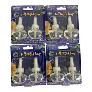 Glade Plug In FALL NIGHT LONG Scented Oil Air Freshener Refills Lot of FOUR =8